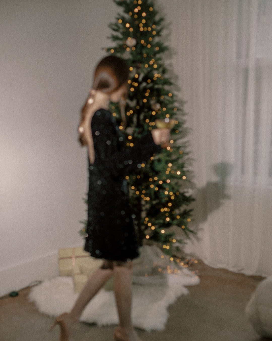 Woman with a salon blow wave before a Christmas event.