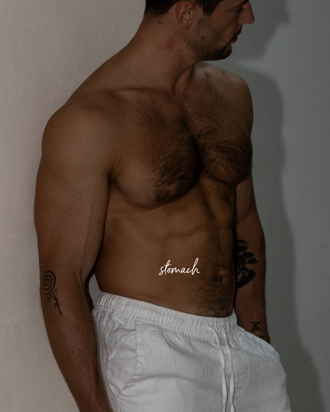 men's smooth stomach after ipl hair removal and laser hair removal at Reveal Papamoa